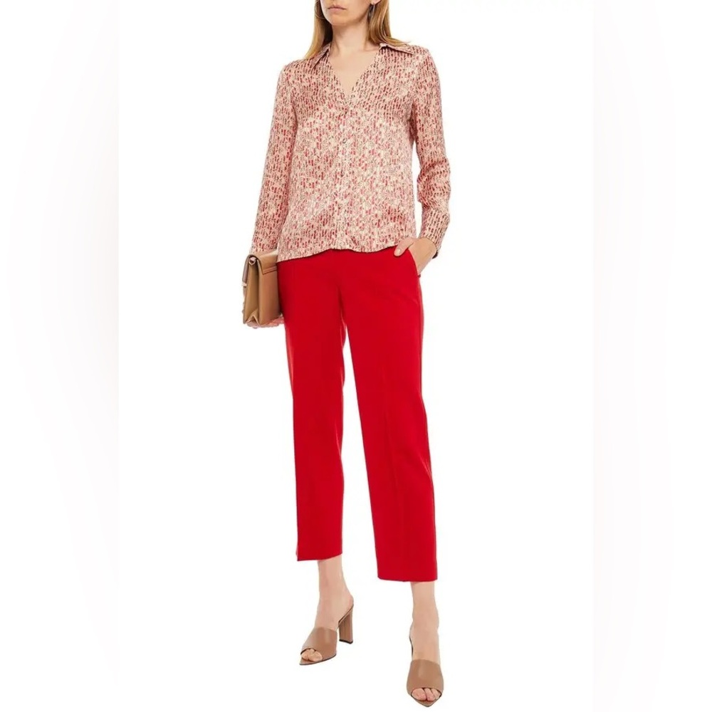 NWT Alice + Olivia Hope Floral Burnout Satin Blouse Red Size S